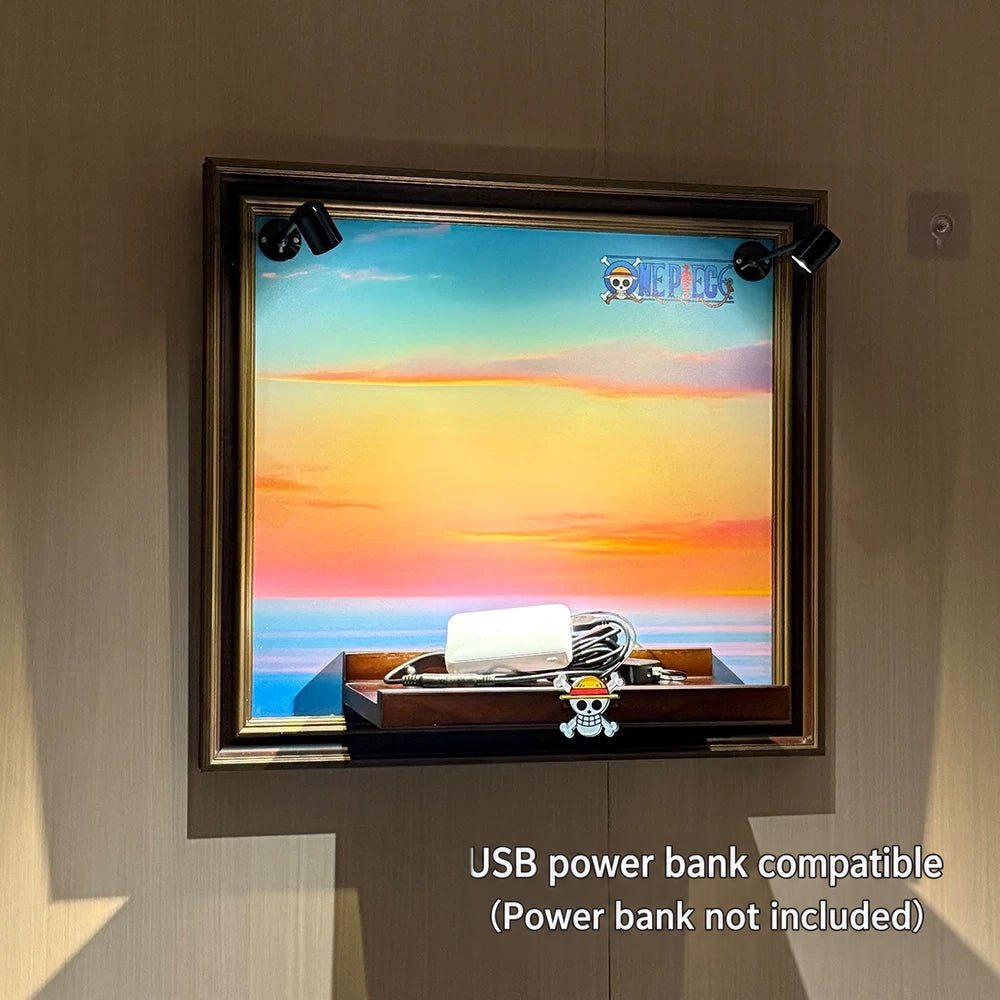 Going Merry wall frame with spotlights, USB power bank compatible; power bank not included