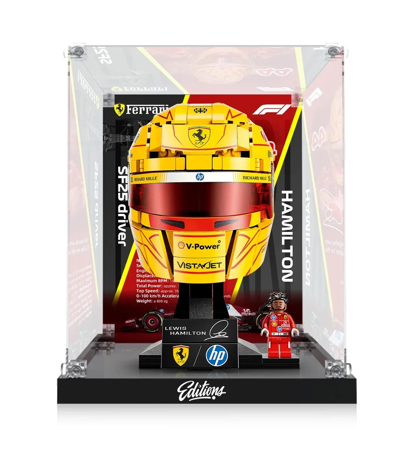 Acrylic Display Case for LEGO® Scuderia Ferrari Lewis Hamilton Helmet (43022)