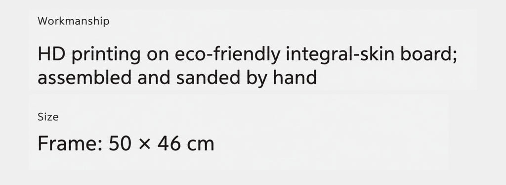 Frame size 50 by 46 cm; HD printing on integral-skin board, assembled and sanded by hand