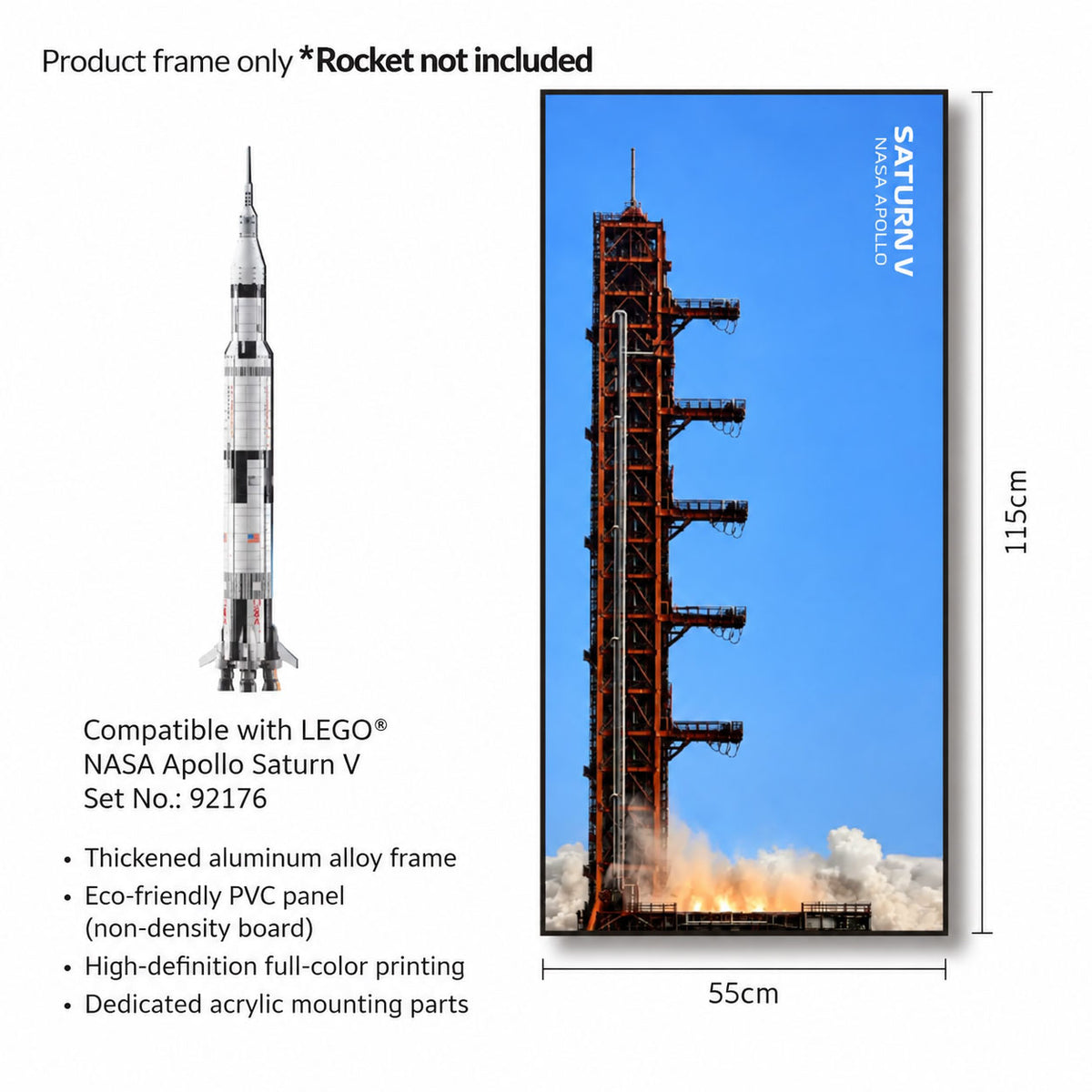 Wall Display Frame for LEGO® NASA Apollo Saturn V (21309)