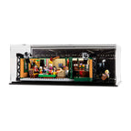 LEGO Central Perk 21319 in an acrylic display case with a studio background