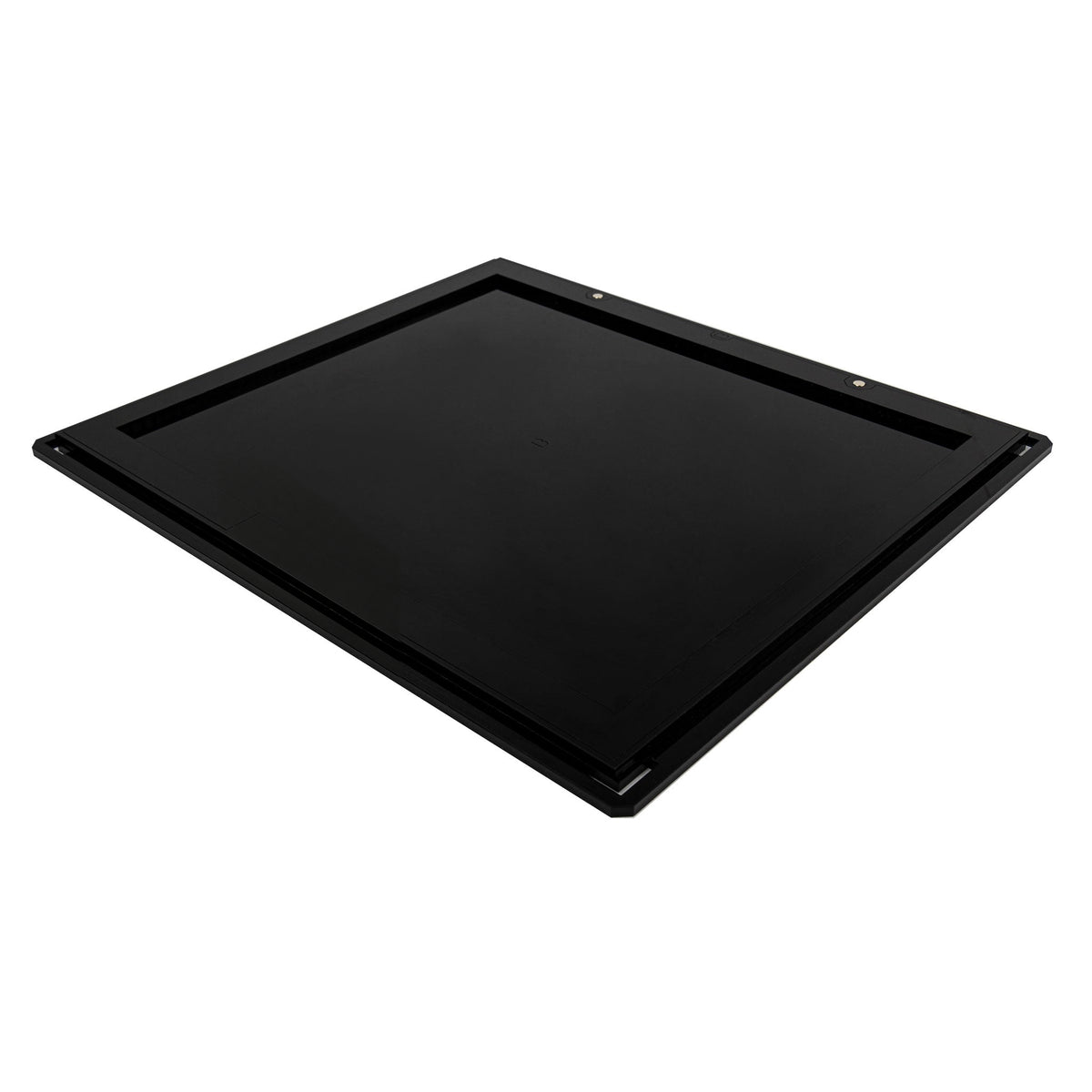 Black acrylic base for The Office 21336 showing its shaped model recess