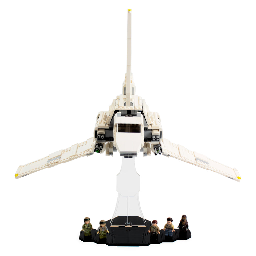LEGO Imperial Shuttle Tydirium 75094 displayed front-on above a black minifigure base