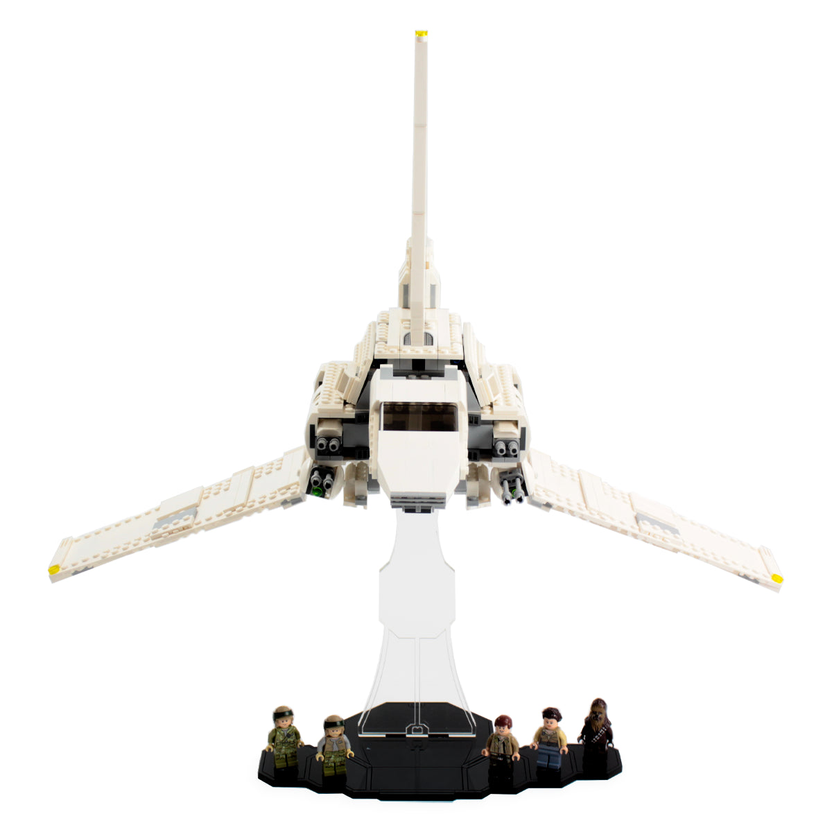 LEGO Imperial Shuttle Tydirium 75094 displayed front-on above a black minifigure base