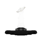 Empty angled display stand for LEGO 75179 with a clear support and black minifigure base
