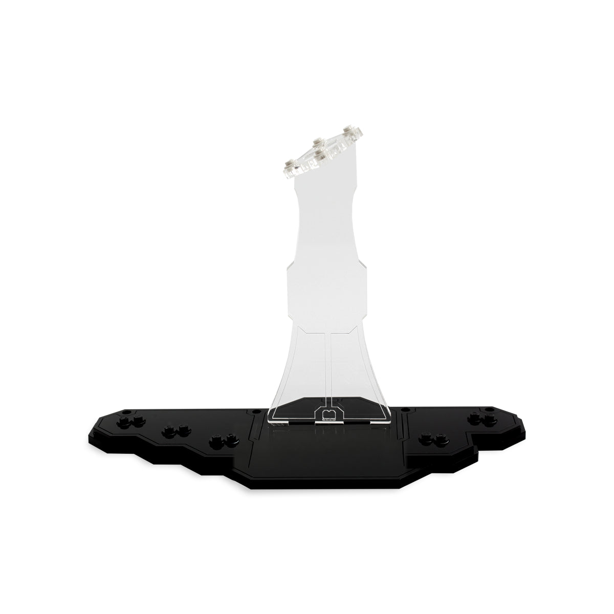 Alternate view of the empty LEGO 75249 stand and black minifigure base