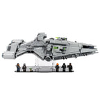 LEGO Imperial Light Cruiser 75315 raised on a clear acrylic stand above the minifigure base