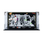 Front view of Death Star Trench Run 75329 against the space battle background