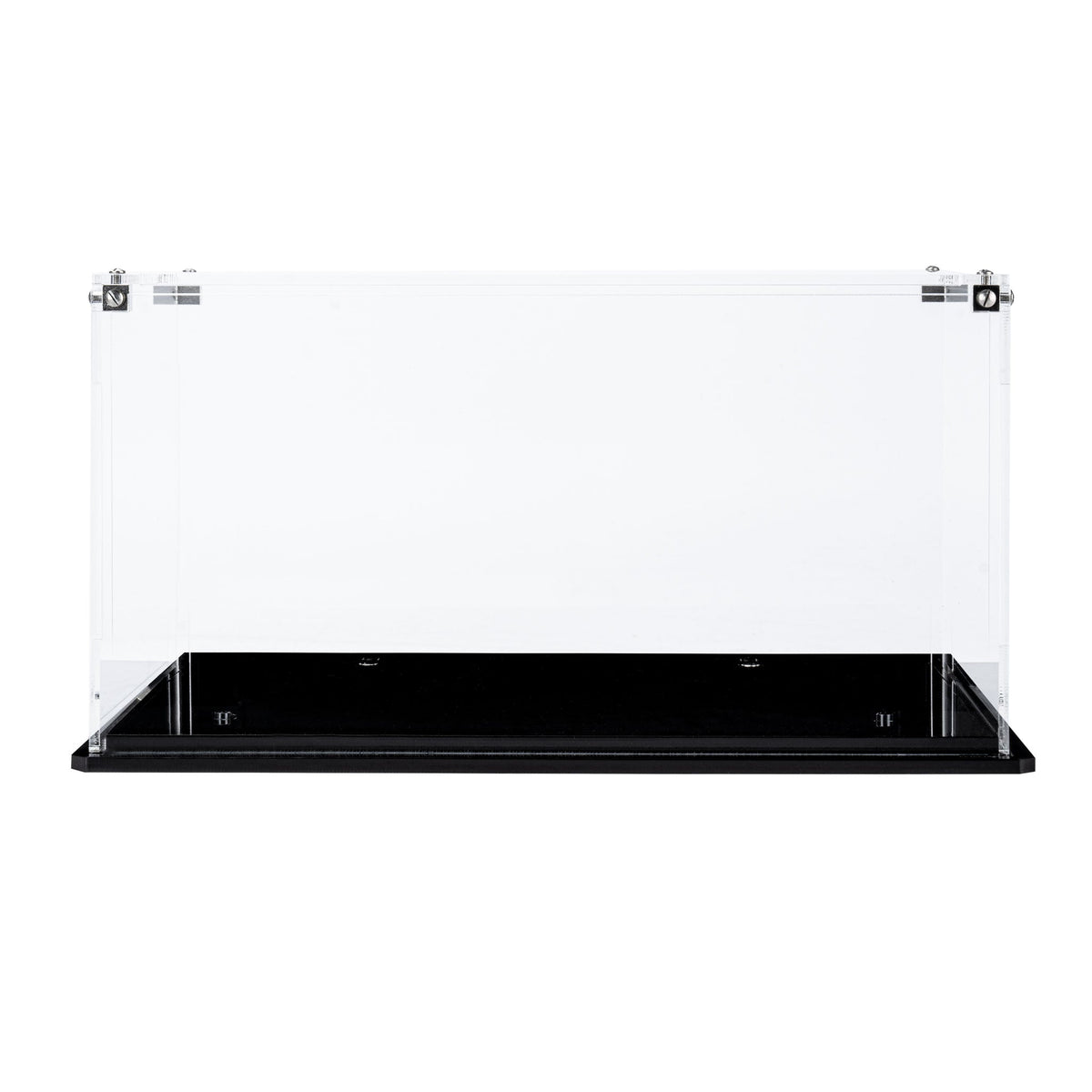 Empty clear Trench Run 75329 display case with a black base