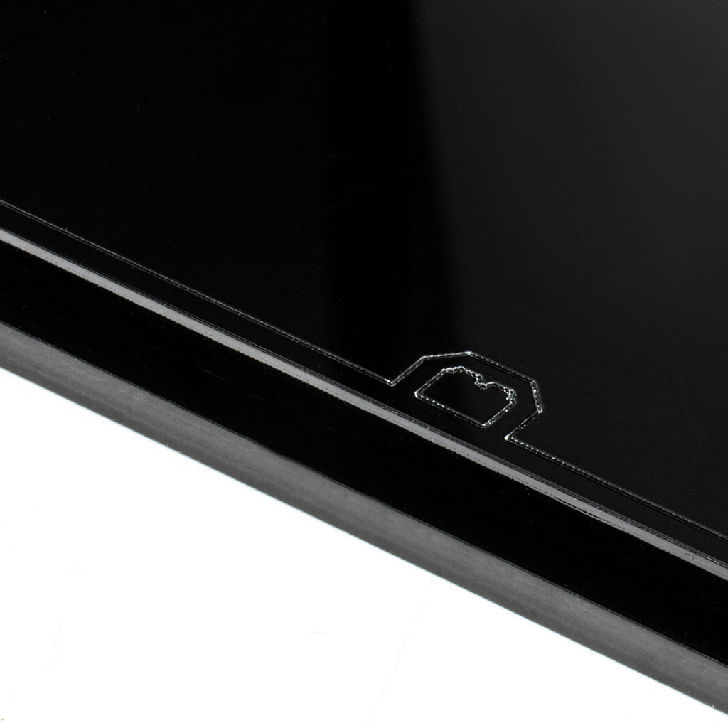 Black acrylic base edge on the Trench Run 75329 display case