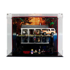 LEGO Stranger Things The Upside Down 75810 in a case with a split forest background