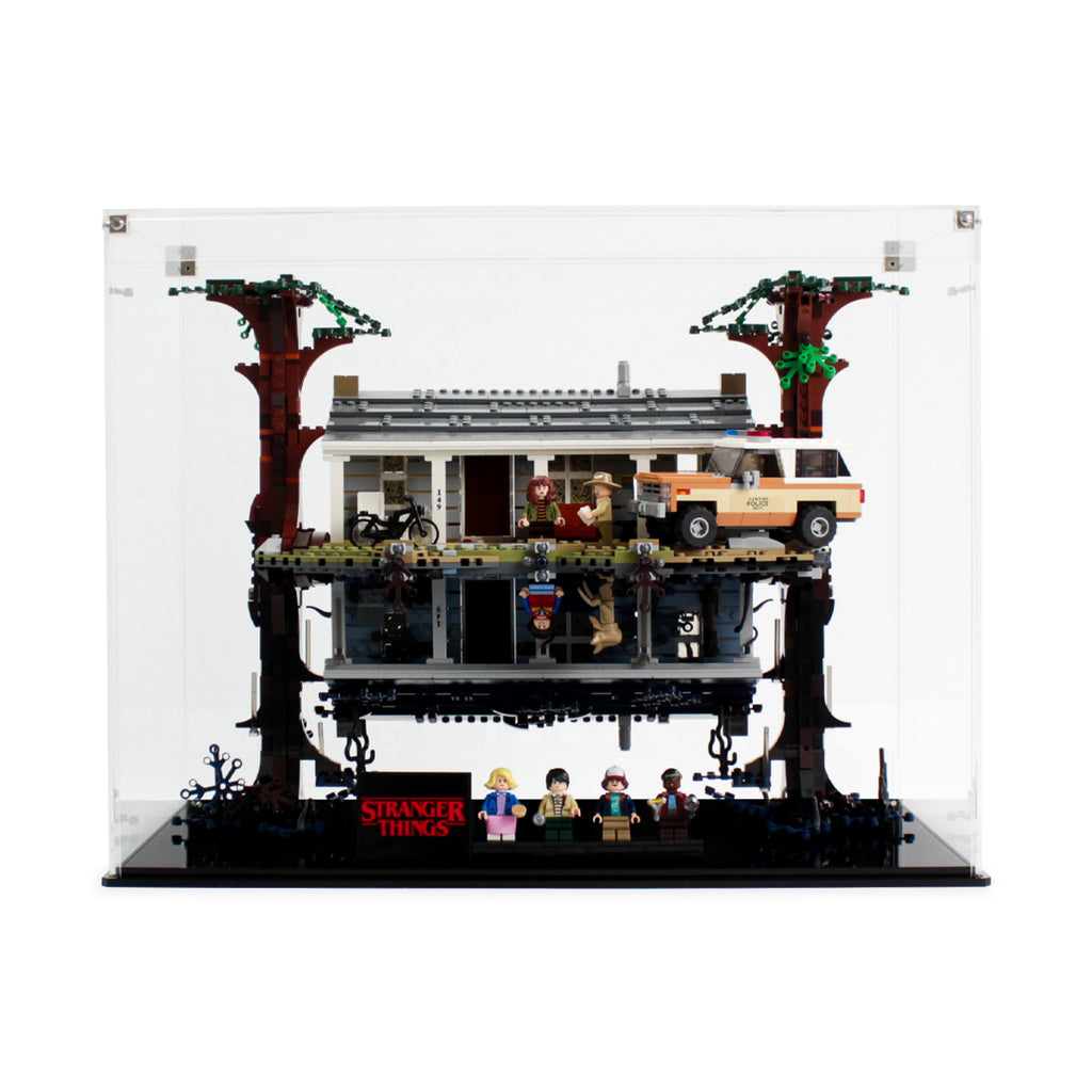 Front view of The Upside Down 75810 inside the clear background case