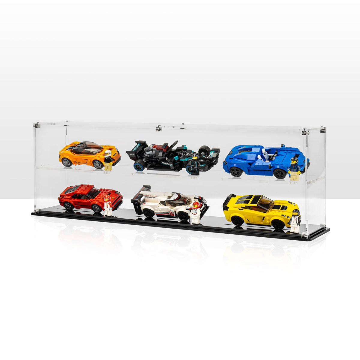 Complete acrylic display case for 6 LEGO Speed Champions Cars (2 x 3)