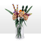Large clear acrylic vase for LEGO flowers, Art Deco design