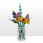 Large clear acrylic vase for LEGO flowers, Wavy design