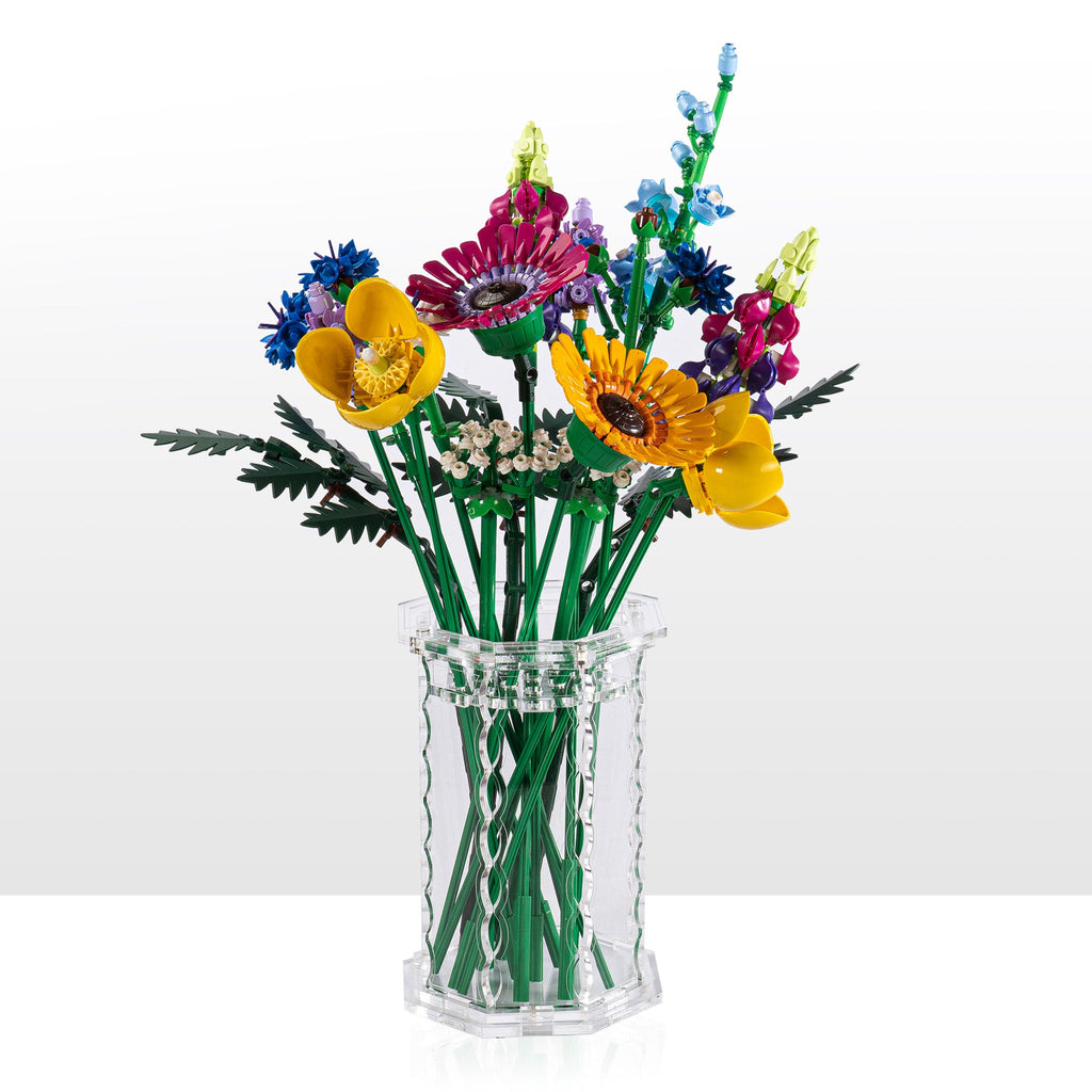 Large clear acrylic vase for LEGO flowers, Scalloped Edge design