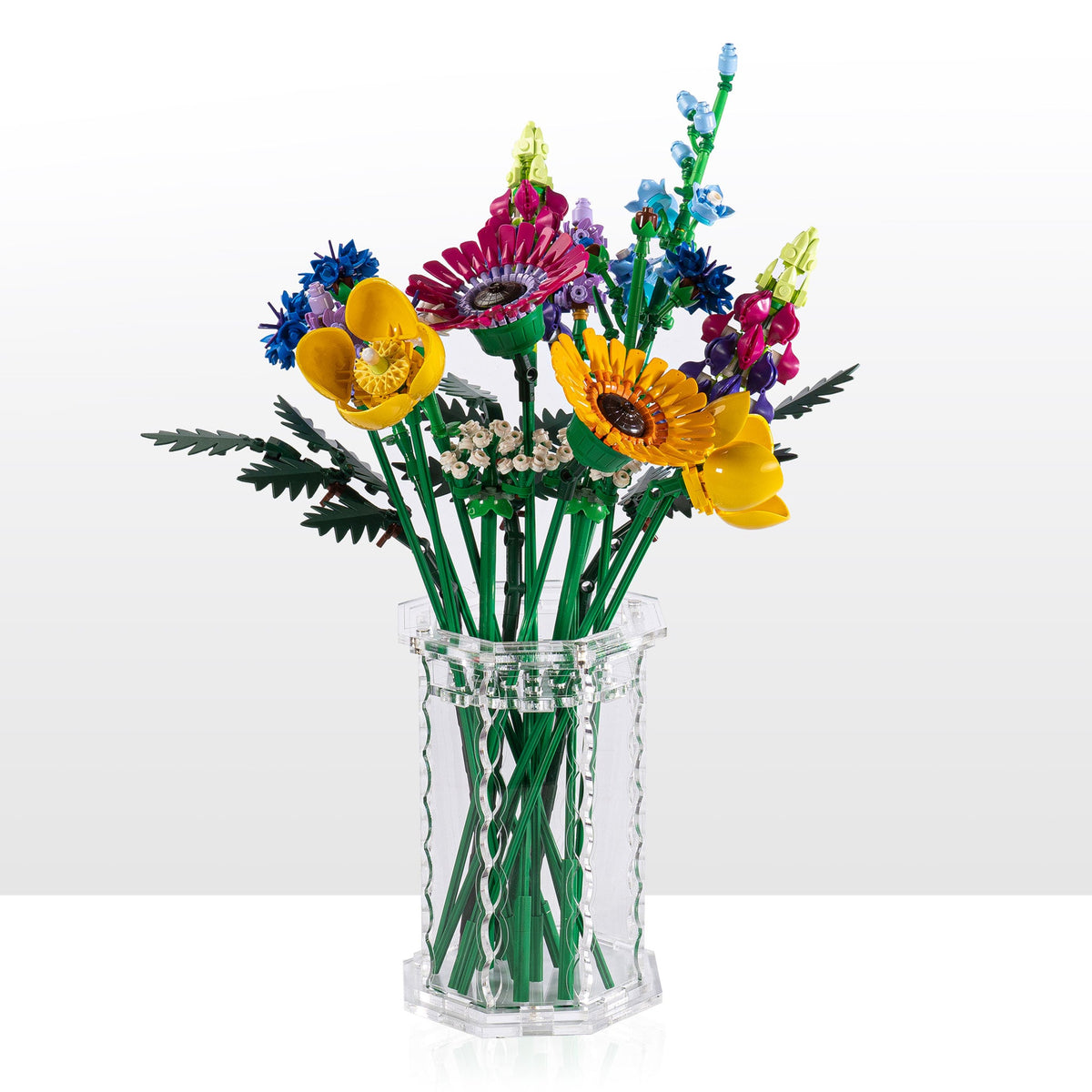 Large clear acrylic vase for LEGO flowers, Scalloped Edge design