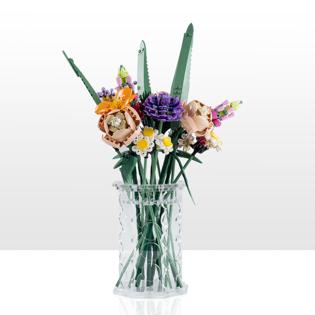 Large clear acrylic vase for LEGO flowers, Circle Detail design
