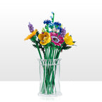 Large clear acrylic vase for LEGO flowers, Cross Etched design