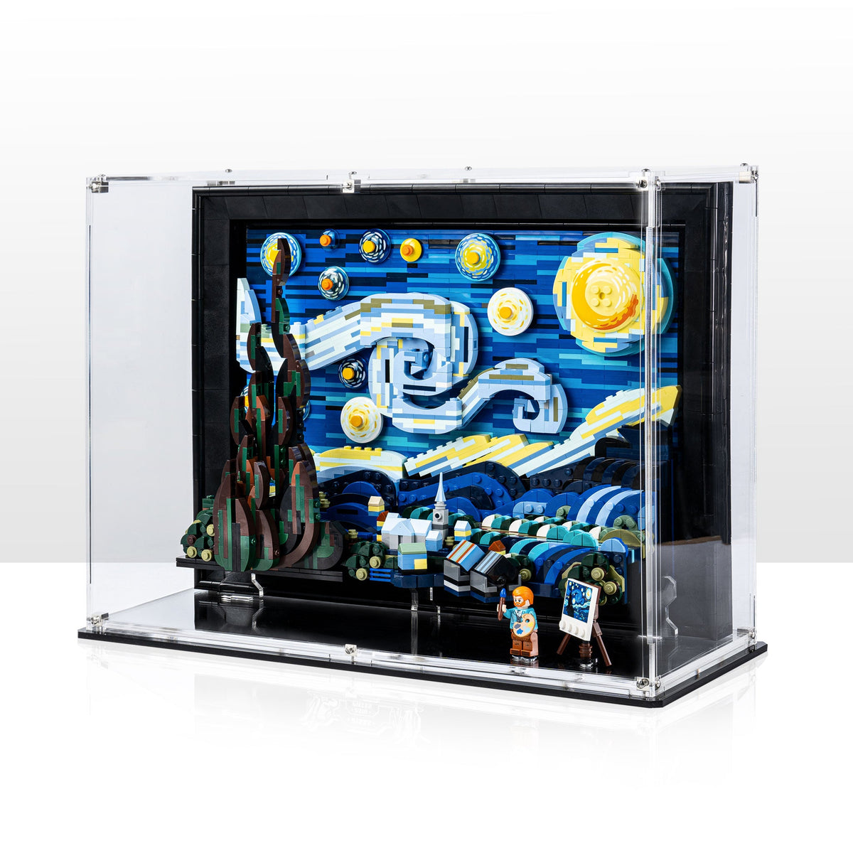 Complete acrylic wall mounted display case for LEGO 21333 The Starry Night