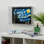 LEGO 21333 The Starry Night in the acrylic wall mounted display case, display view 2