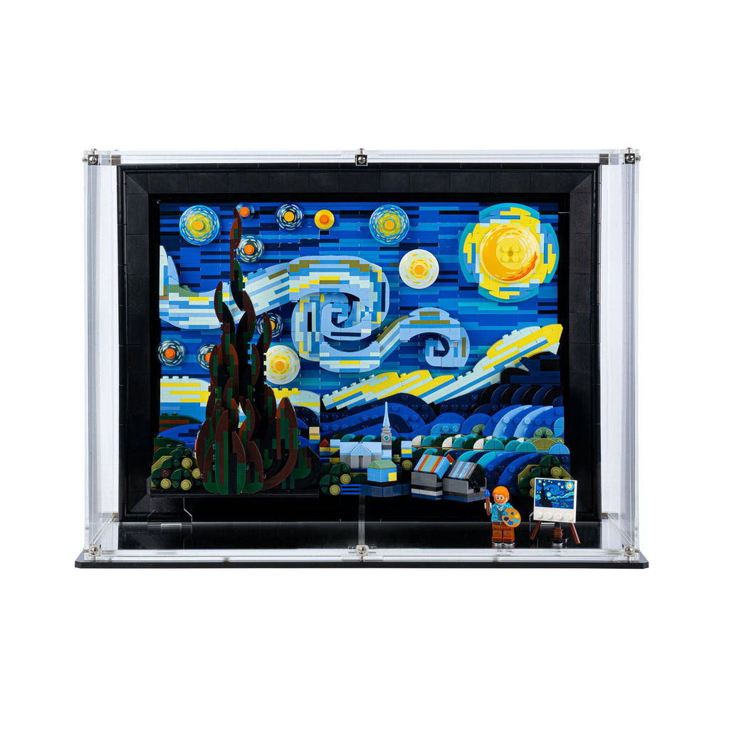LEGO 21333 The Starry Night in the acrylic wall mounted display case, display view 4
