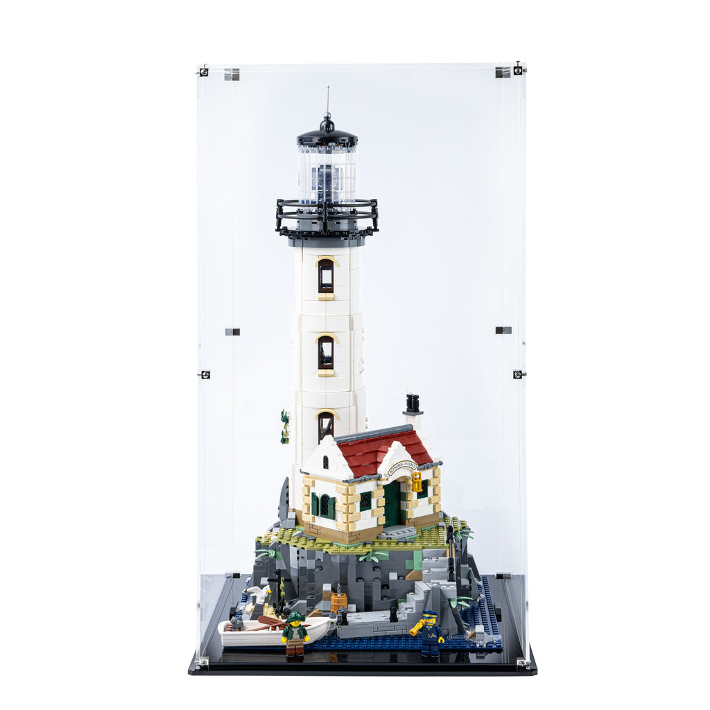 LEGO 21335 Motorised Lighthouse in the acrylic display case, display view 6
