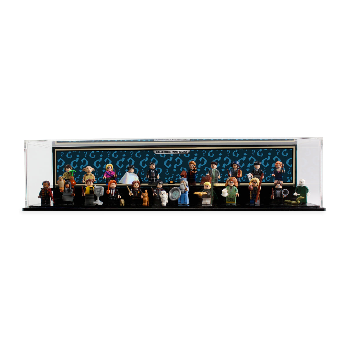 LEGO 71022 Harry Potter Minifigures Series 1 in the acrylic display case, display view 1