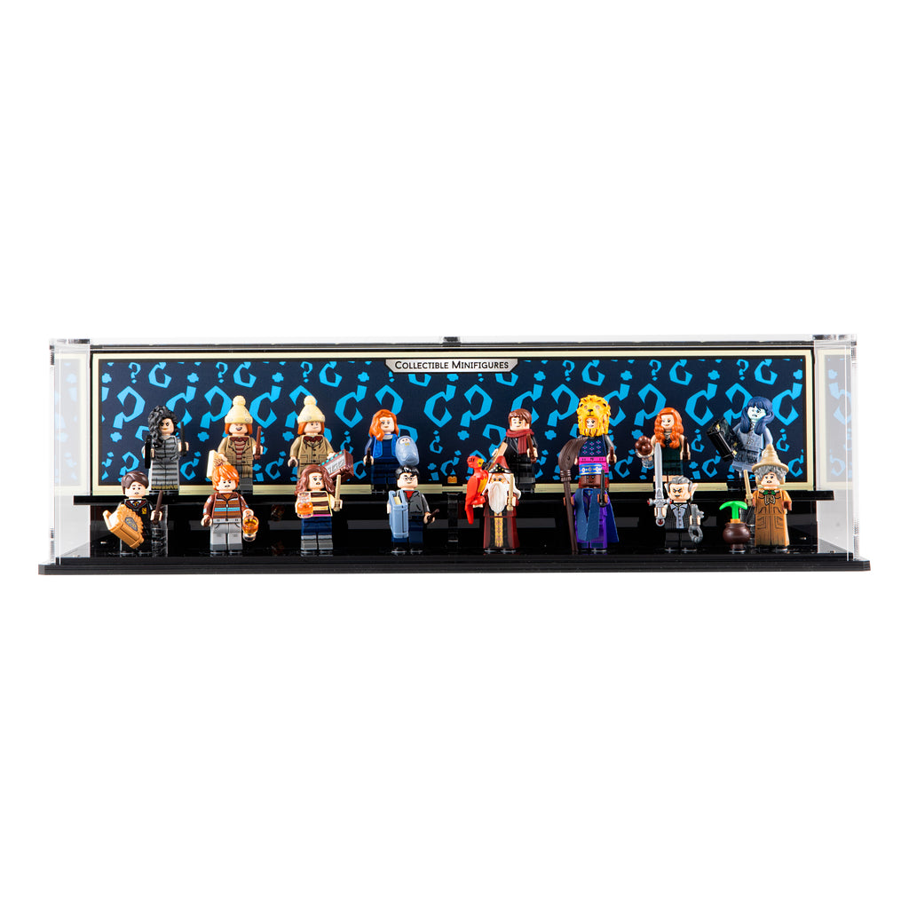 LEGO 71028 Harry Potter Minifigures Series 2 in the acrylic display case, display view 1