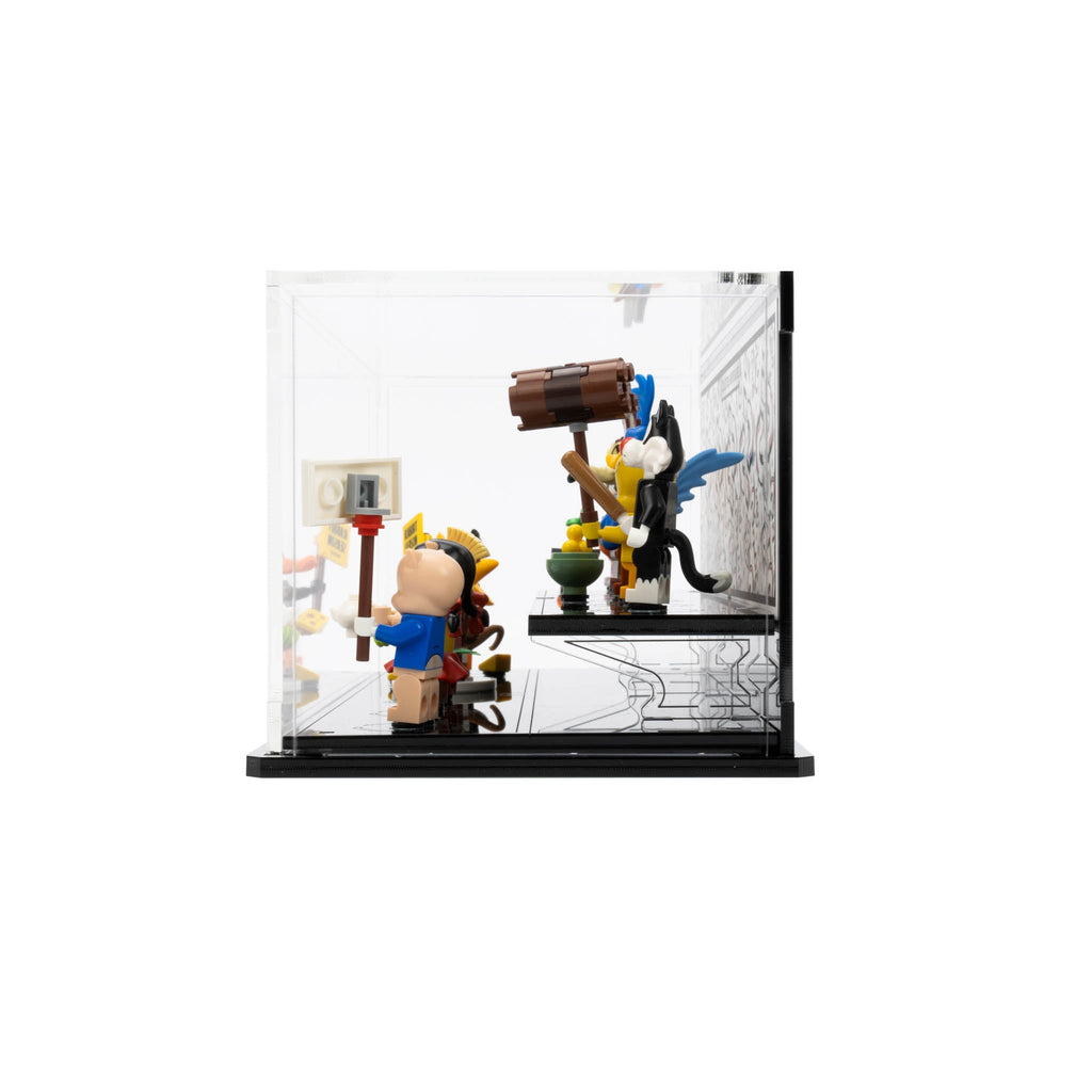 LEGO 71030 Looney Tunes Minifigures in the acrylic display case, display view 4