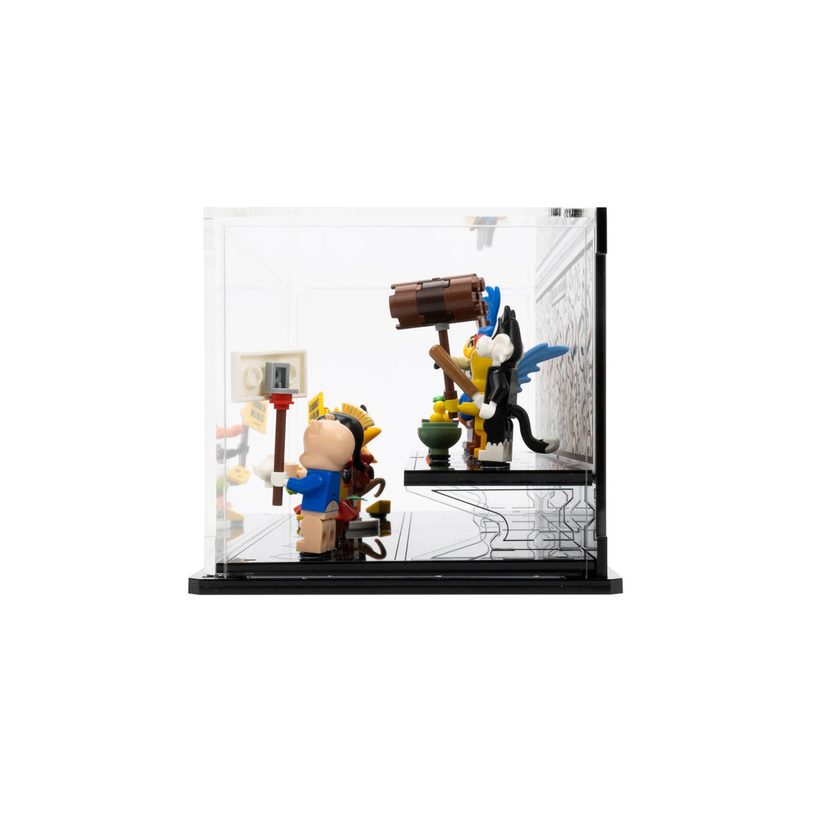 LEGO 71030 Looney Tunes Minifigures in the acrylic display case, display view 4