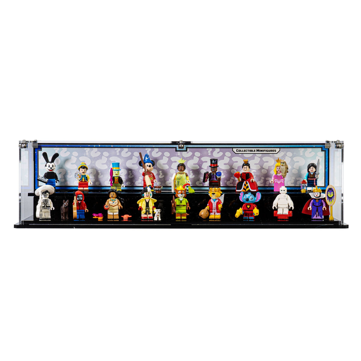 LEGO 71038 Disney 100 Minifigures in the acrylic display case, display view 2