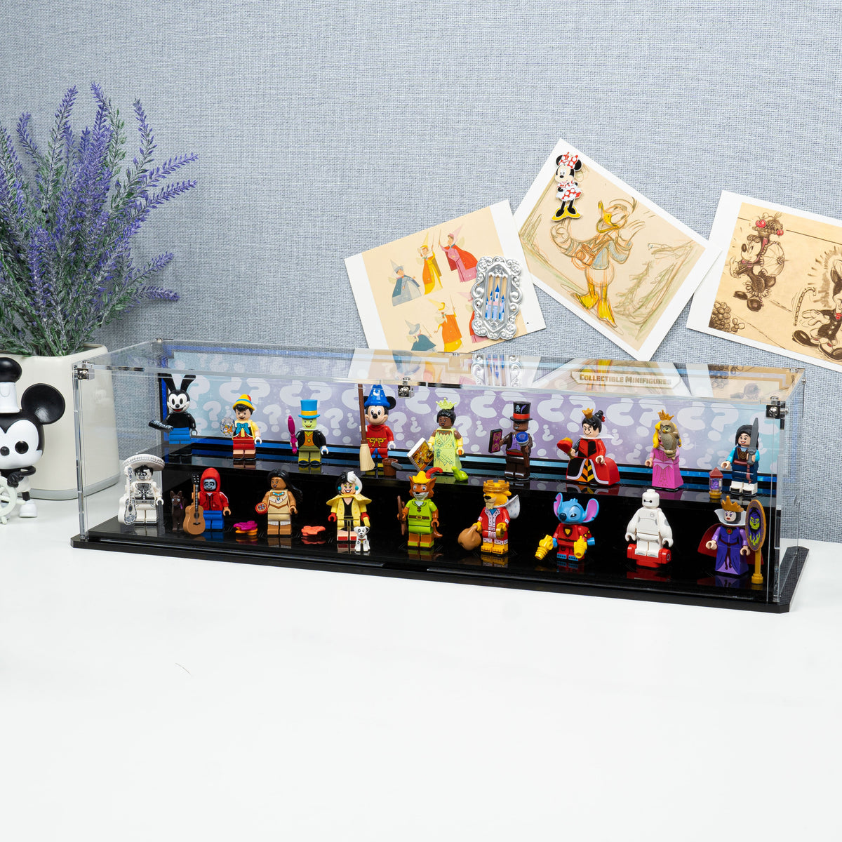 LEGO 71038 Disney 100 Minifigures in the acrylic display case, display view 8