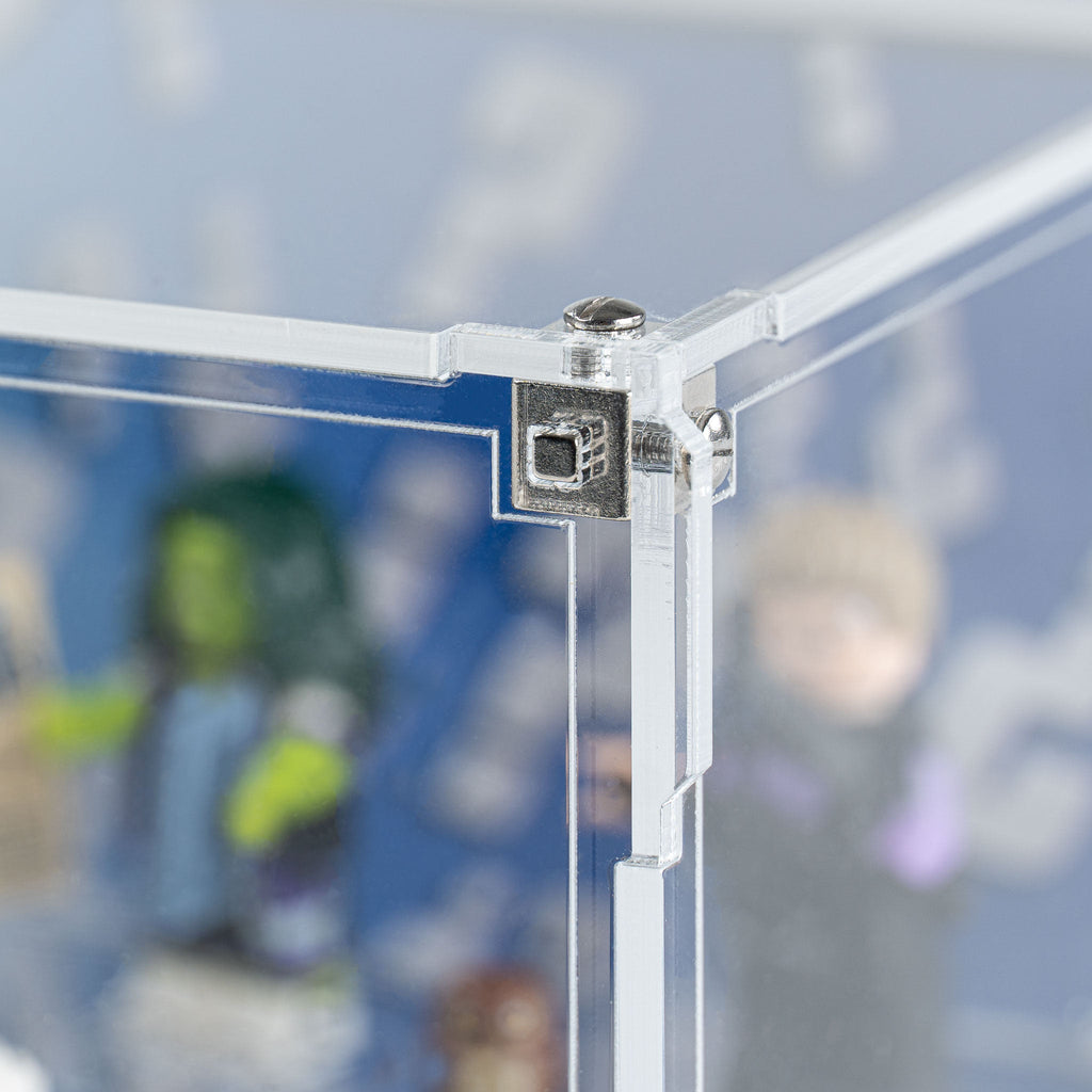 Acrylic display case construction detail for LEGO 71039 Marvel Studios Minifigures Series 2, view 10