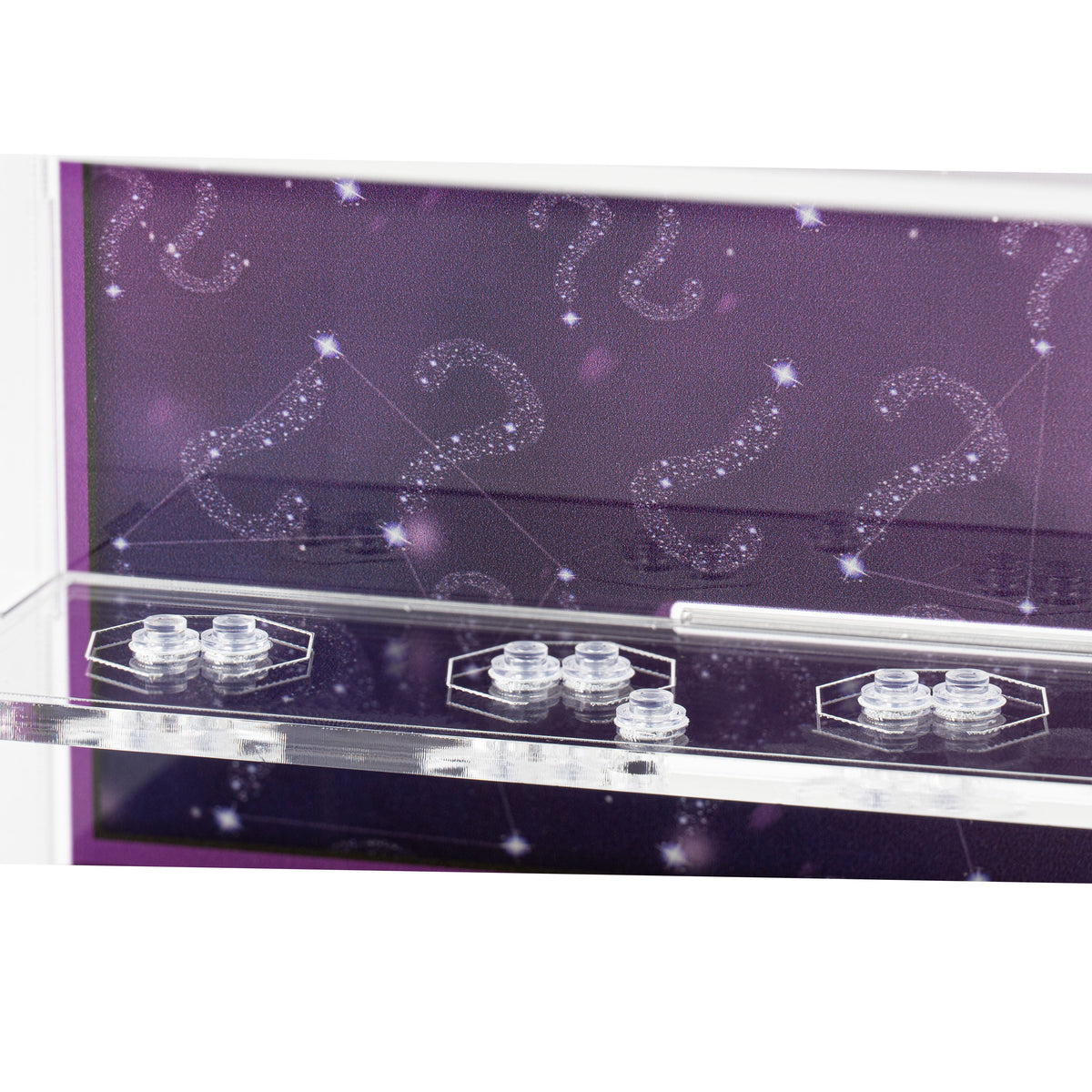Acrylic display case construction detail for LEGO 71046 Space Minifigures Series 26, view 4