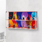 LEGO 71050 Spider-Verse Minifigures in the acrylic display case, display view 4
