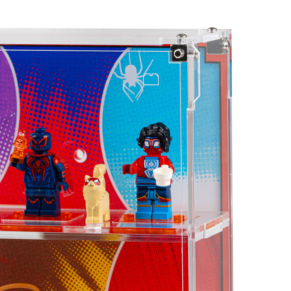 Acrylic display case construction detail for LEGO 71050 Spider-Verse Minifigures, view 8