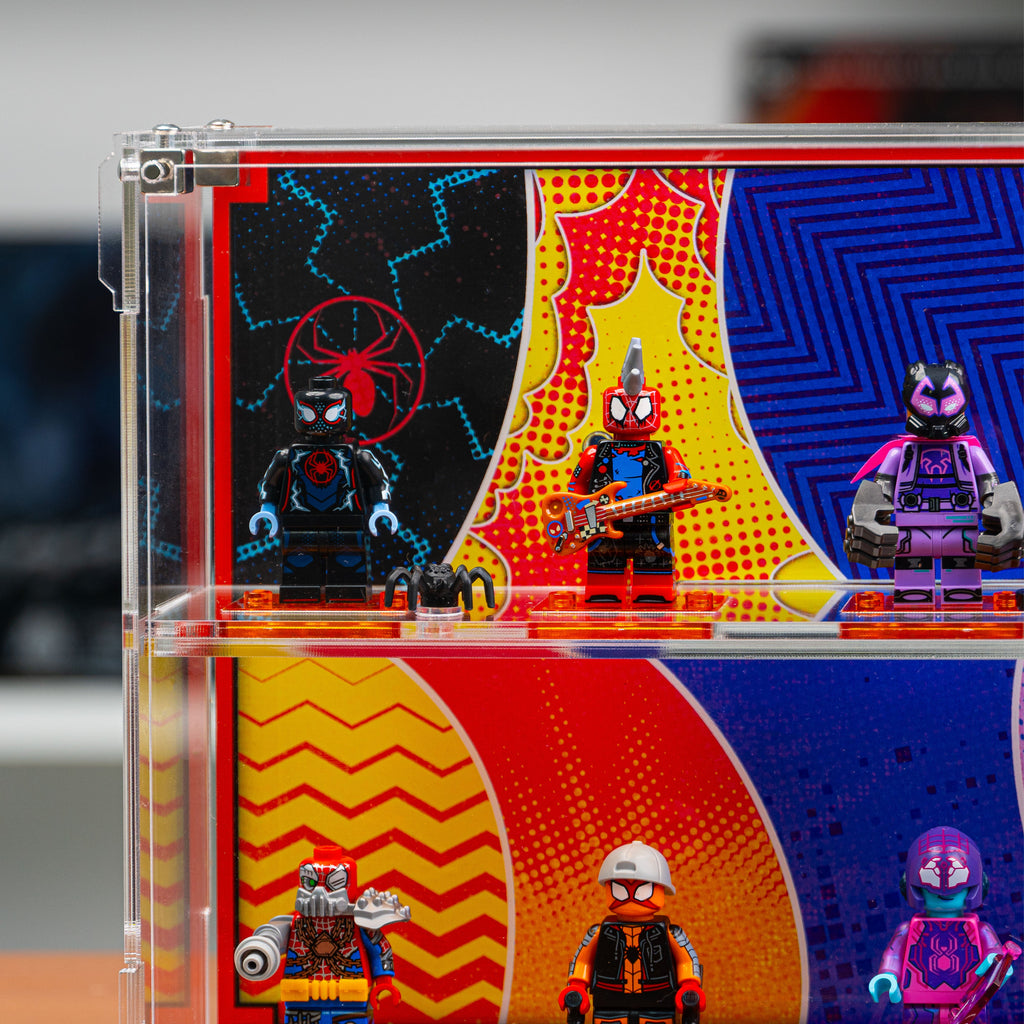 Acrylic display case construction detail for LEGO 71050 Spider-Verse Minifigures, view 10