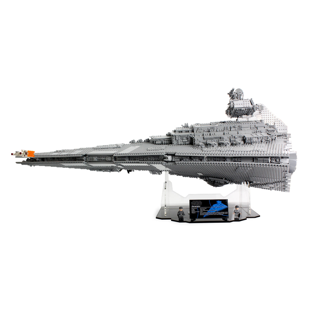 LEGO 75252 UCS Imperial Star Destroyer in the acrylic display stand, display view 6