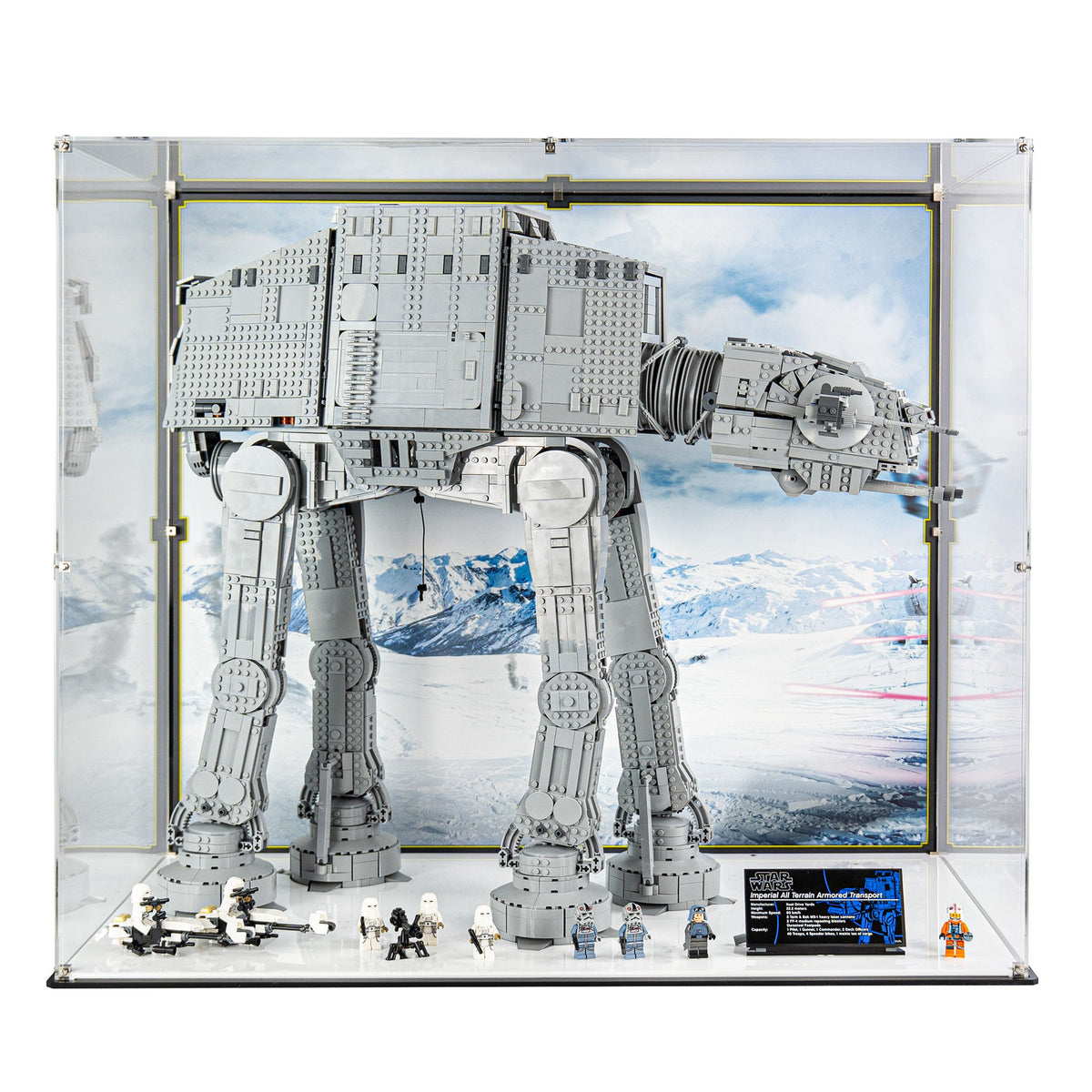 LEGO 75313 UCS AT-AT in the acrylic display case, display view 2