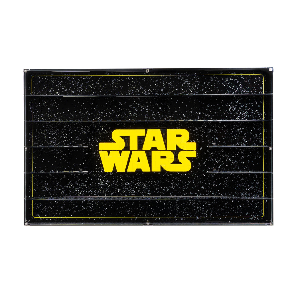 LEGO 75407 Star Wars Logo & 124 Minifigures in the acrylic wall mounted display case, display view 9