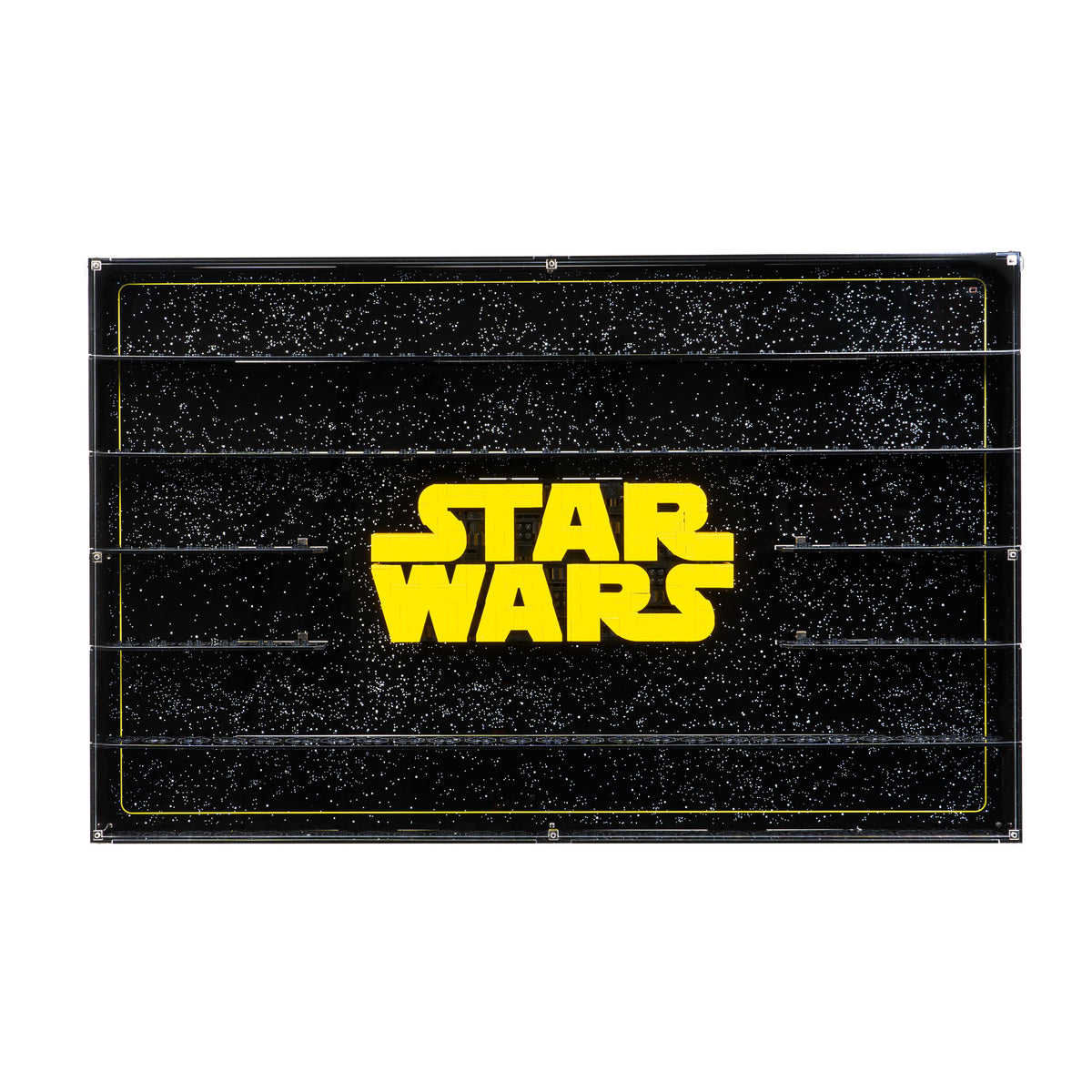 LEGO 75407 Star Wars Logo & 124 Minifigures in the acrylic wall mounted display case, display view 9