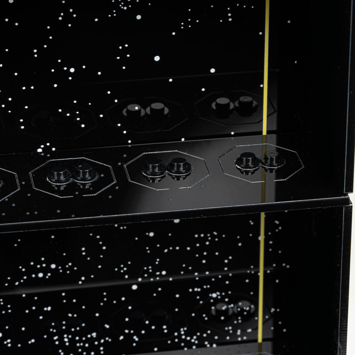 Acrylic wall mounted display case construction detail for LEGO 75407 Star Wars Logo & 124 Minifigures, view 8