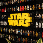 Acrylic wall mounted display case construction detail for LEGO 75407 Star Wars Logo & 124 Minifigures, view 10