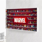 Complete acrylic wall mounted display case for LEGO 76313 Marvel Logo & 124 Minifigures