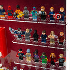 Acrylic wall mounted display case construction detail for LEGO 76313 Marvel Logo & 124 Minifigures, view 5