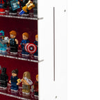 Acrylic wall mounted display case construction detail for LEGO 76313 Marvel Logo & 124 Minifigures, view 7