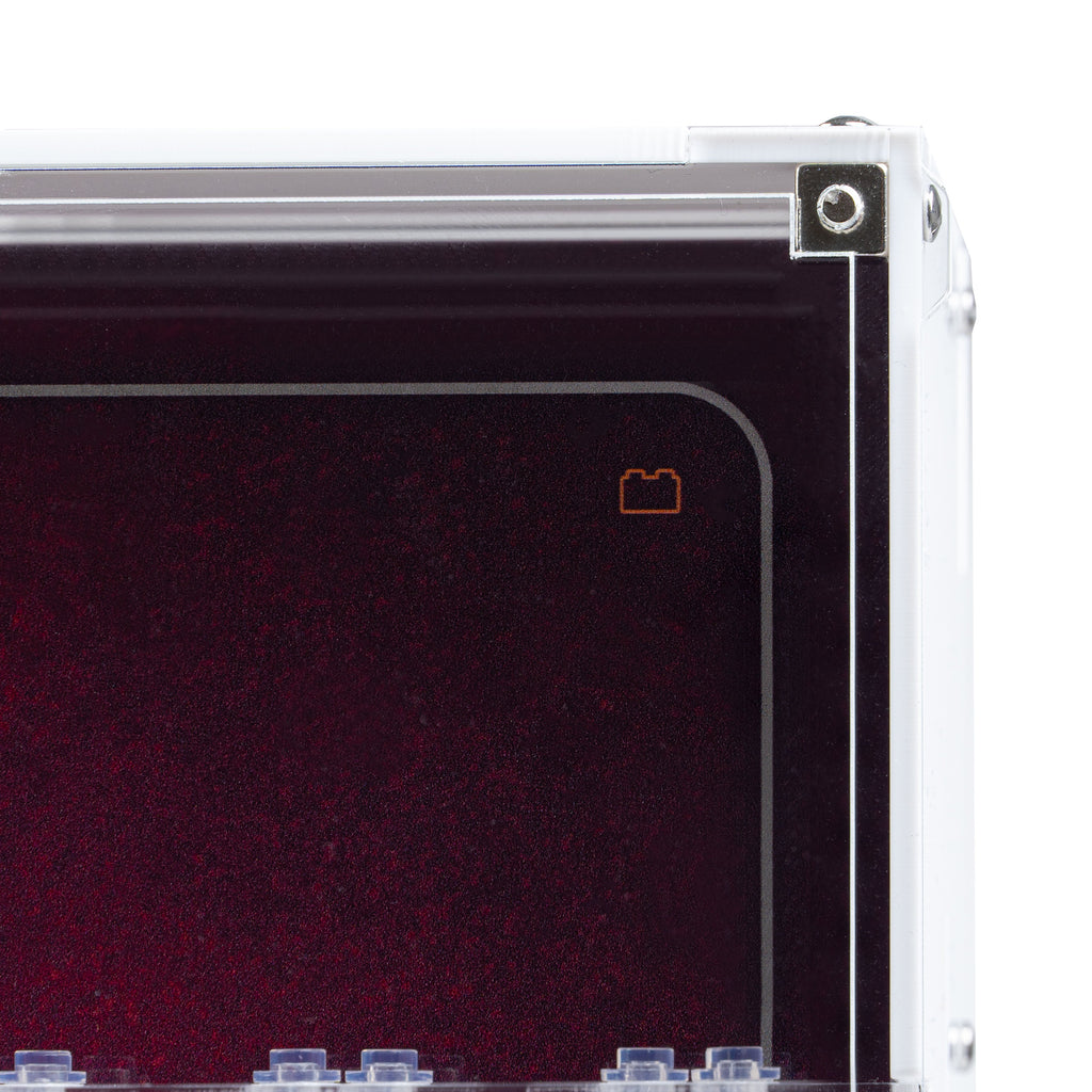 Acrylic wall mounted display case construction detail for LEGO 76313 Marvel Logo & 124 Minifigures, view 8