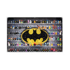LEGO 76330 Batman Logo & 121 Minifigures in the acrylic wall mounted display case, display view 5