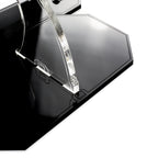 Close-up of the clear support connection and black base for the LEGO 75258 display stand